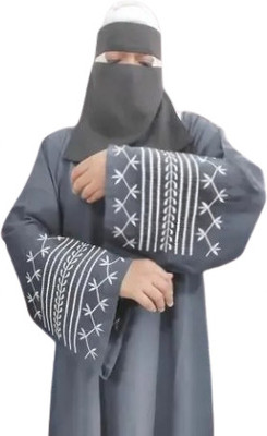 JK Enterprises Cotton Blend Self Design Abaya(Grey)