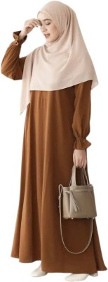 M.N Dubai Collection Polyester Self Design Burqa With Hijab(Brown)