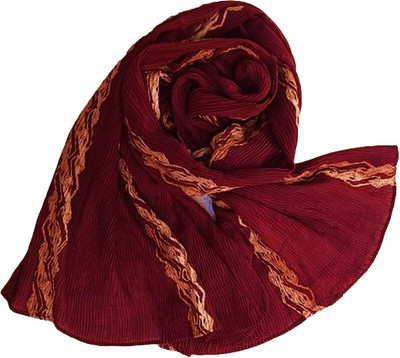 ROZZ Designs Cotton Blend Self Design Naqab(Maroon)