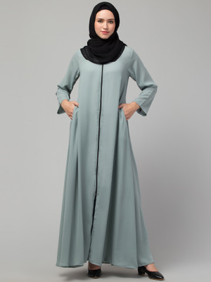 HIJAB WORLD Nida Matte Solid Burqa(Grey)