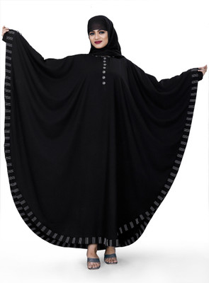 NR TRENDS Cotton Silk Abaya With Hijab(Black)