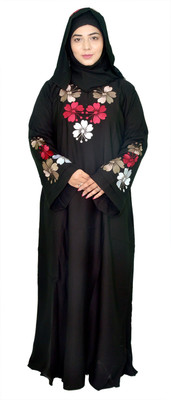 aK collection Polyester Self Design Burqa With Hijab(Black)