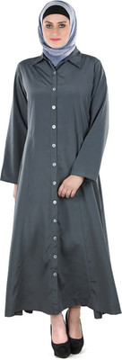 Momin Libas Polyester Solid Abaya(Grey)