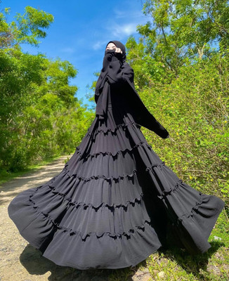 aK collection Polyester Self Design Burqa With Hijab(Black)