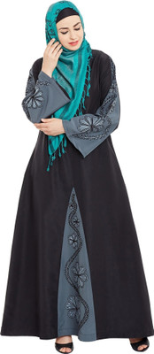 Momin Libas Polyester Solid Burqa(Black)