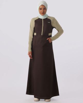 SILK ROUTE London Polyester Solid Abaya(Brown)