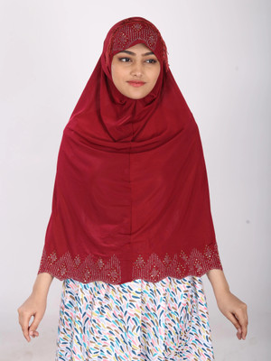 TEXNOVA Polyester Self Design Abaya(Maroon)