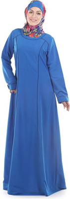 Momin Libas Polyester Solid Abaya(Blue)