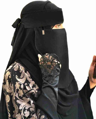 DILKASH TEXTILE Georgette Naqab(Black)