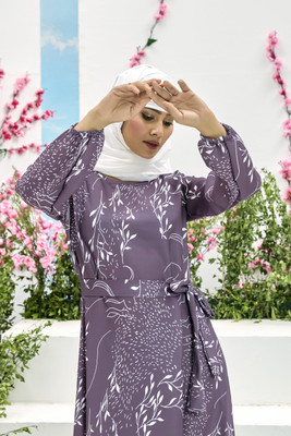SARINKU Nida Matte Self Design Abaya(Purple)