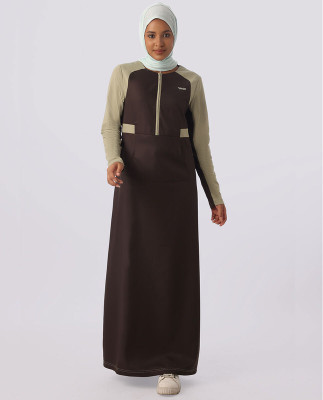 SILK ROUTE London Polyester Solid Abaya(Brown)