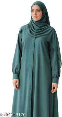aaruh Polyester Solid Abaya(Green)