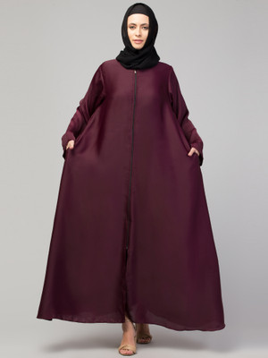 HIJAB WORLD Nida Matte Solid Burqa(Maroon)