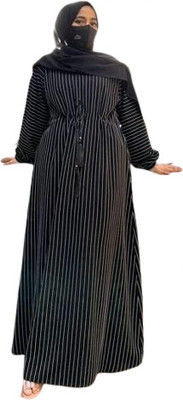 MM COLLECTION Georgette Self Design Abaya With Hijab(Black)
