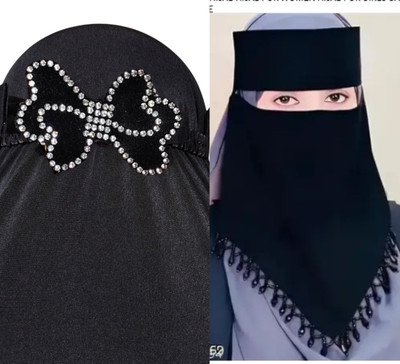 CRENCH CREATION Chiffon Solid Naqab(Black)