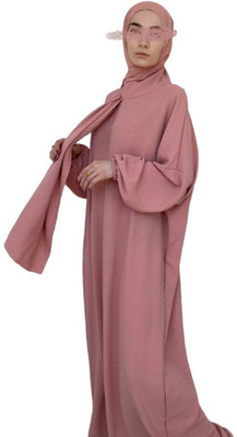 ovais abaya collection Nida Matte Solid Burqa With Hijab(Pink)