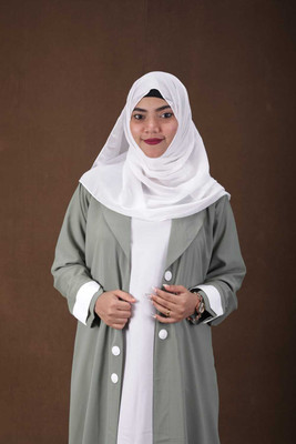 Abayas Fashion Crepe Solid Burqa With Hijab(Green)