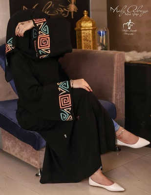 DCSTORE1 Cotton Blend Self Design Burqa With Hijab(Black)
