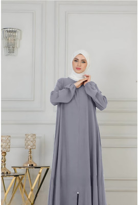 SSGARMENTS Polyester Solid Abaya(Grey)