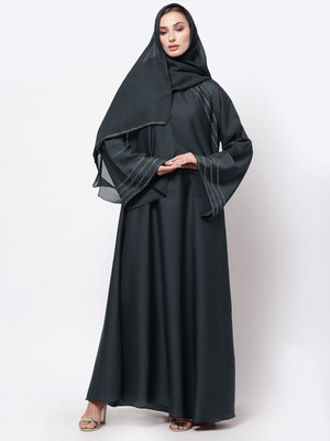 Klotthe Polyester Self Design Burqa(Grey)