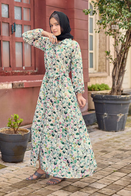bhavyata Nida Matte Self Design Abaya(Multicolor)