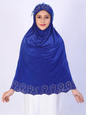 TEXNOVA Polyester Self Design Abaya(Blue)