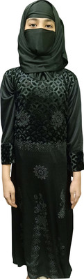 zs cap house Silk Blend Self Design Burqa With Hijab(Black)