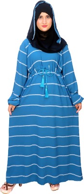 DUA ABAYA Georgette Solid Burqa With Hijab(Blue)