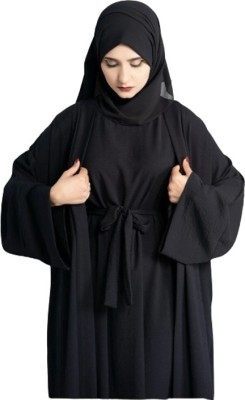 SCL Cotton Silk Self Design Burqa With Hijab(Black)