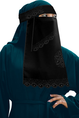 UNIQUE QUEEN Chiffon Self Design Abaya(Black)