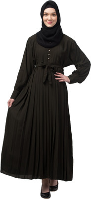recent tdrends Crepe Solid Abaya With Hijab(Green)