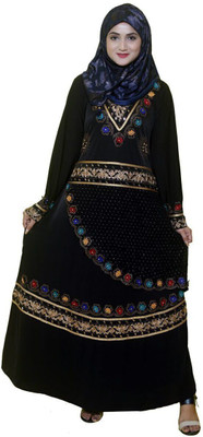 Unstop Polyester Solid Abaya With Hijab(Black, Gold, Yellow, Red)