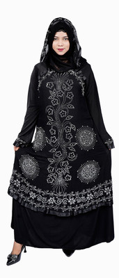 ABAYA MAYA ENTERPRISES Cotton Blend Self Design Burqa With Hijab(Black)
