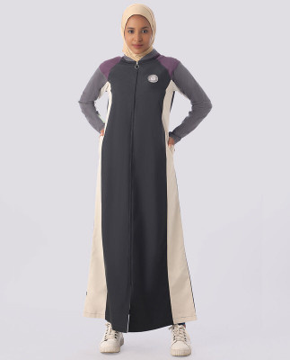 SILK ROUTE London Polyester Solid Abaya(Grey)