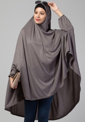 VERMELLO Polycotton Solid Burqa(Grey)