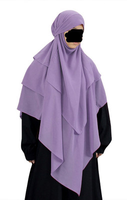 qasmaya Georgette Self Design Naqab With Hijab(Purple)