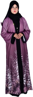 maabaya Cotton Blend Polka Print Abaya With Hijab(Pink)