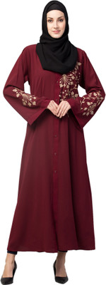 recent tdrends Crepe Solid Abaya With Hijab(Maroon)