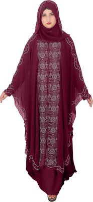 SSCOLECTION Polyester Solid Burqa With Hijab(Maroon)