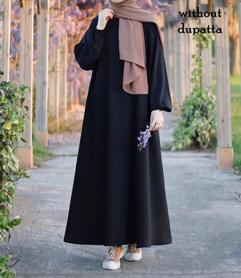 BINISH Cotton Blend Self Design Burqa(Black)