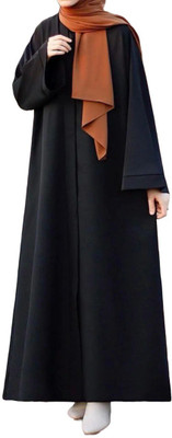 ovais abaya collection Nida Matte Solid Abaya With Hijab(Black)