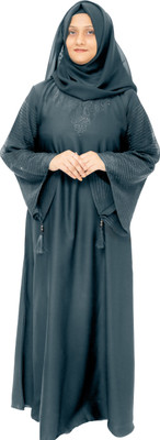 FFFASHIONHOUSE Nida Matte Self Design Burqa With Hijab(Black)