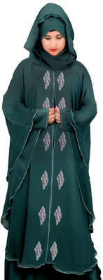 DCSTORE1 Polyester Self Design Burqa With Hijab(Black)