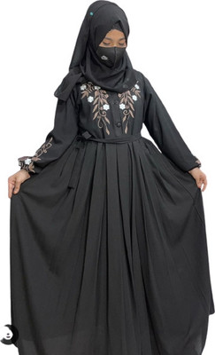MM COLLECTION Polyester Self Design Burqa With Hijab(Black)
