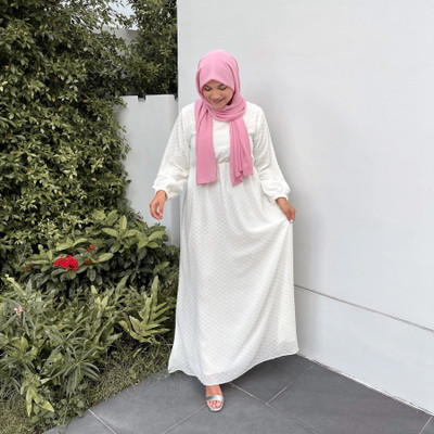 bhavyata Georgette Self Design Abaya(White)