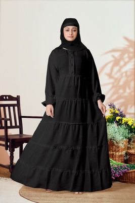 NR TRENDS Cotton Silk Abaya With Hijab(Black)