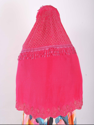 TEXNOVA Polyester Self Design Abaya(Pink)