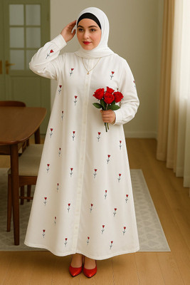maabaya Nida Matte Self Design Abaya With Hijab(Black)