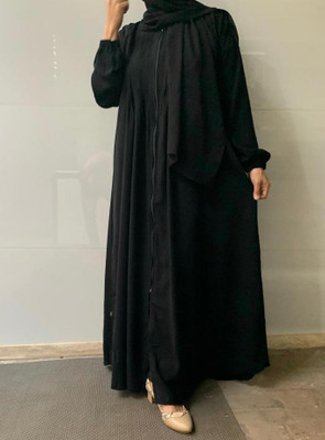 Ayesha Collection Cotton Blend Solid Burqa With Hijab(Black)