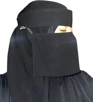 Dhyeyu Chiffon Solid, Self Design Naqab(Black)